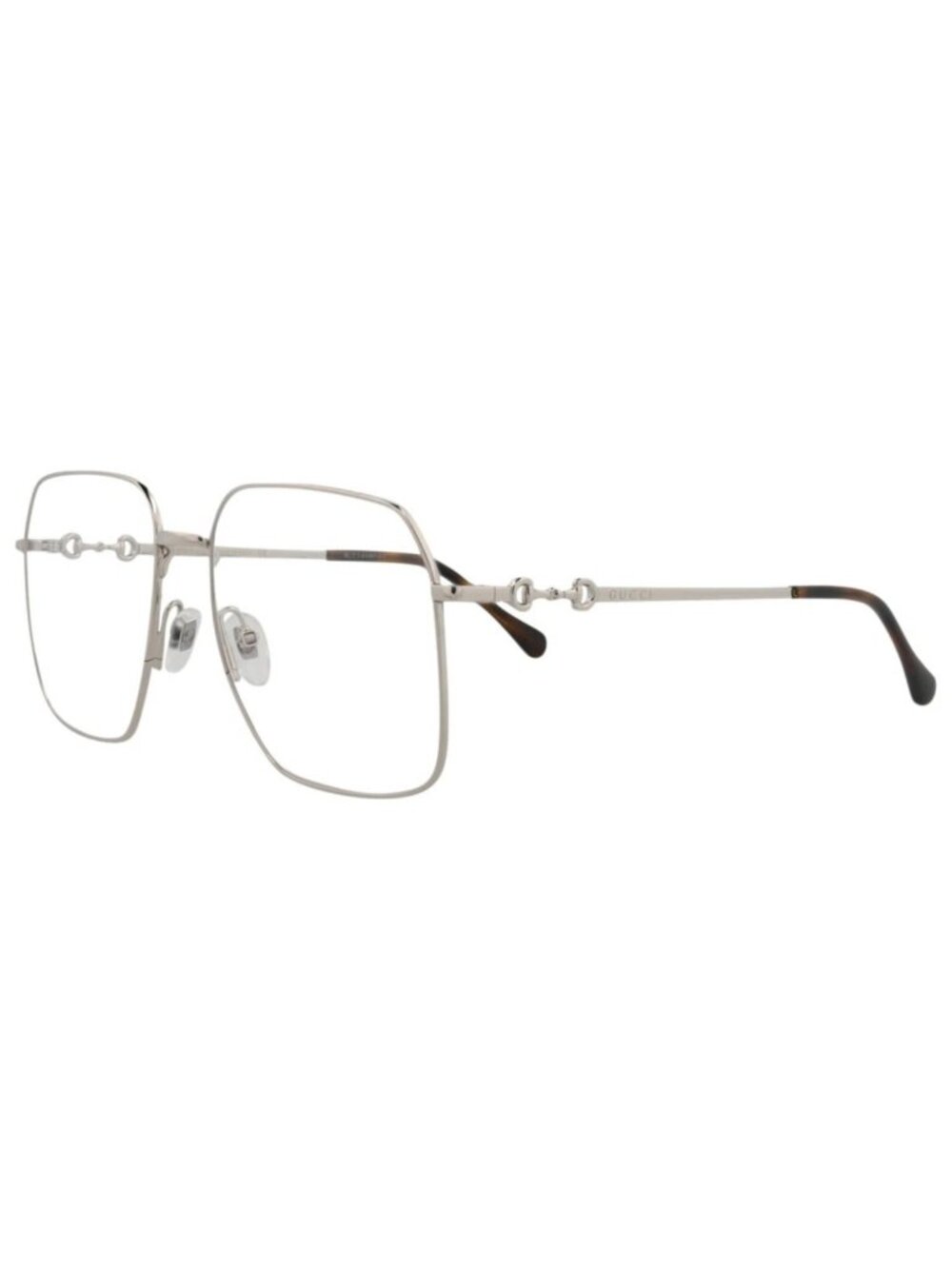 New Gucci Women's Eyeglasses Square Rectangle Metal Frame Unisex Silver Silver